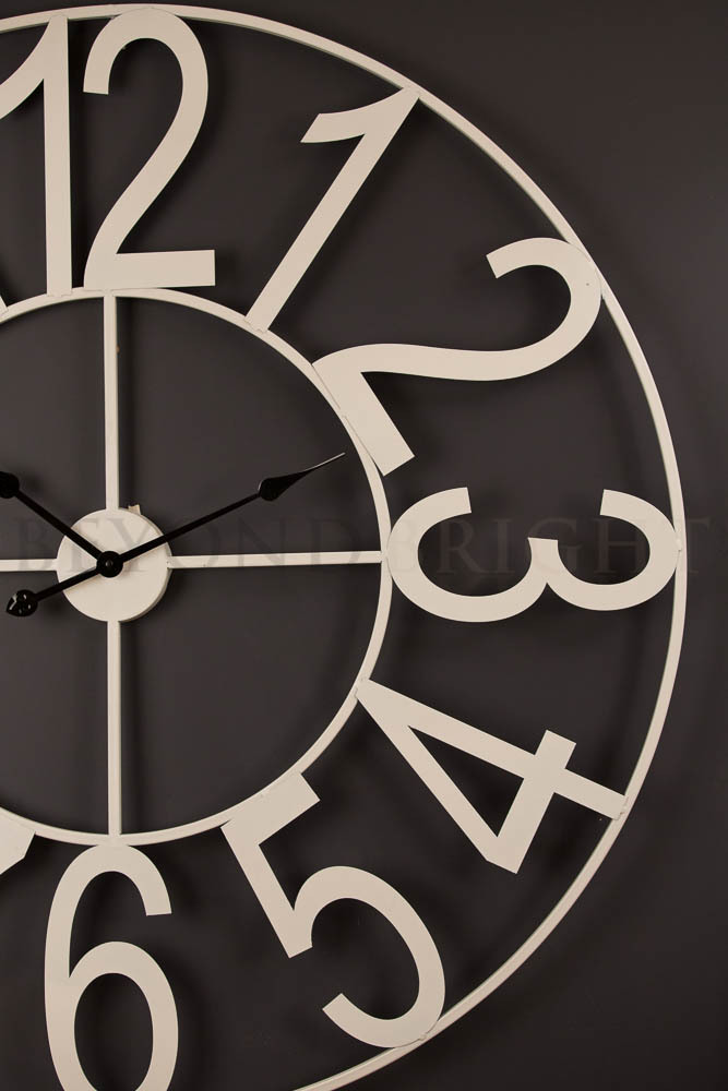 100cm Metal White 'NUMBERS' Modern Industrial Wall Clock