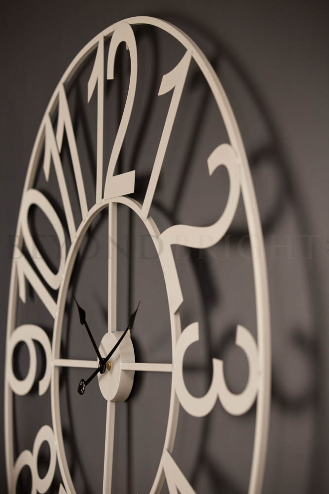 100cm Metal White 'NUMBERS' Modern Industrial Wall Clock