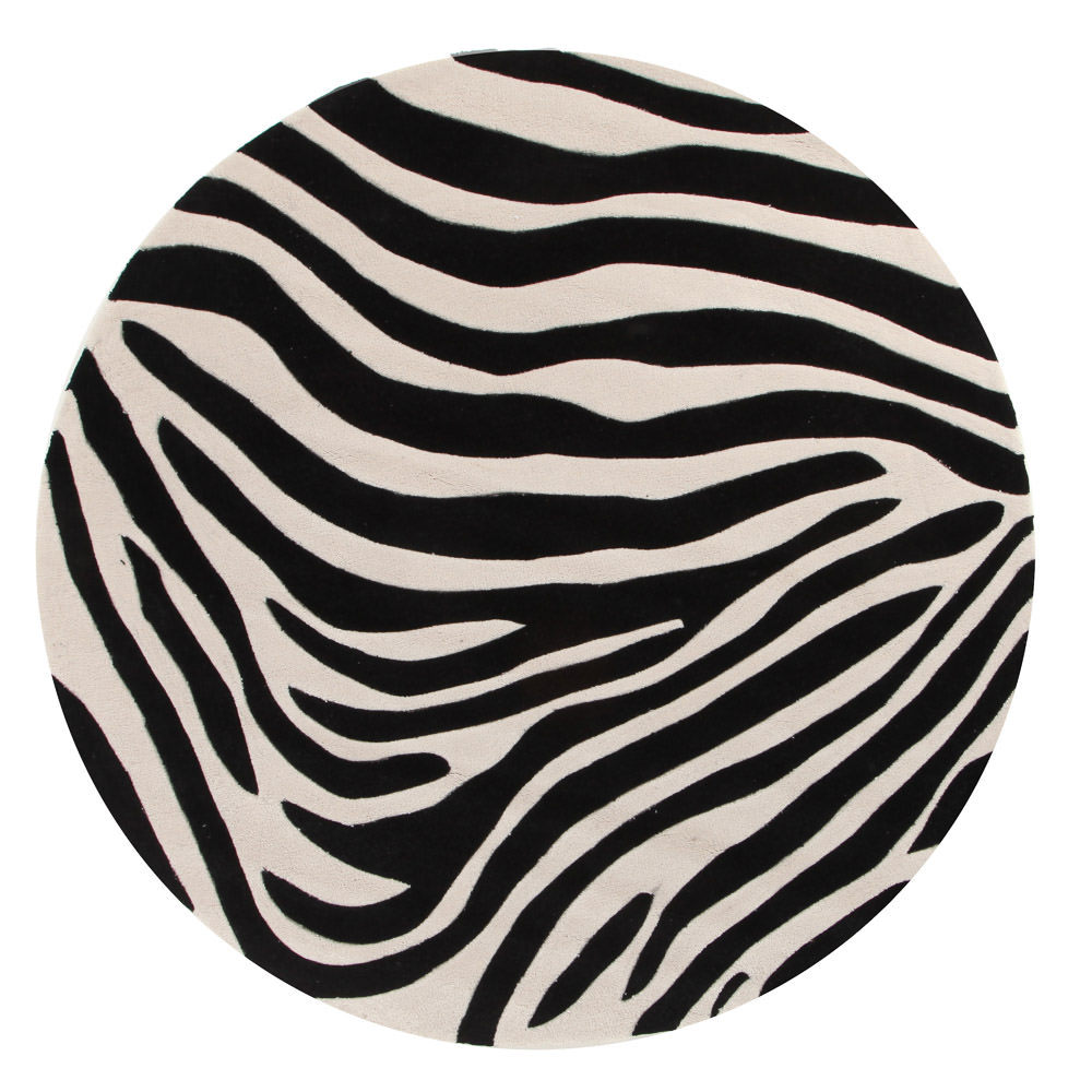 Gem Zebra Round Rug Black and White Beyond Bright