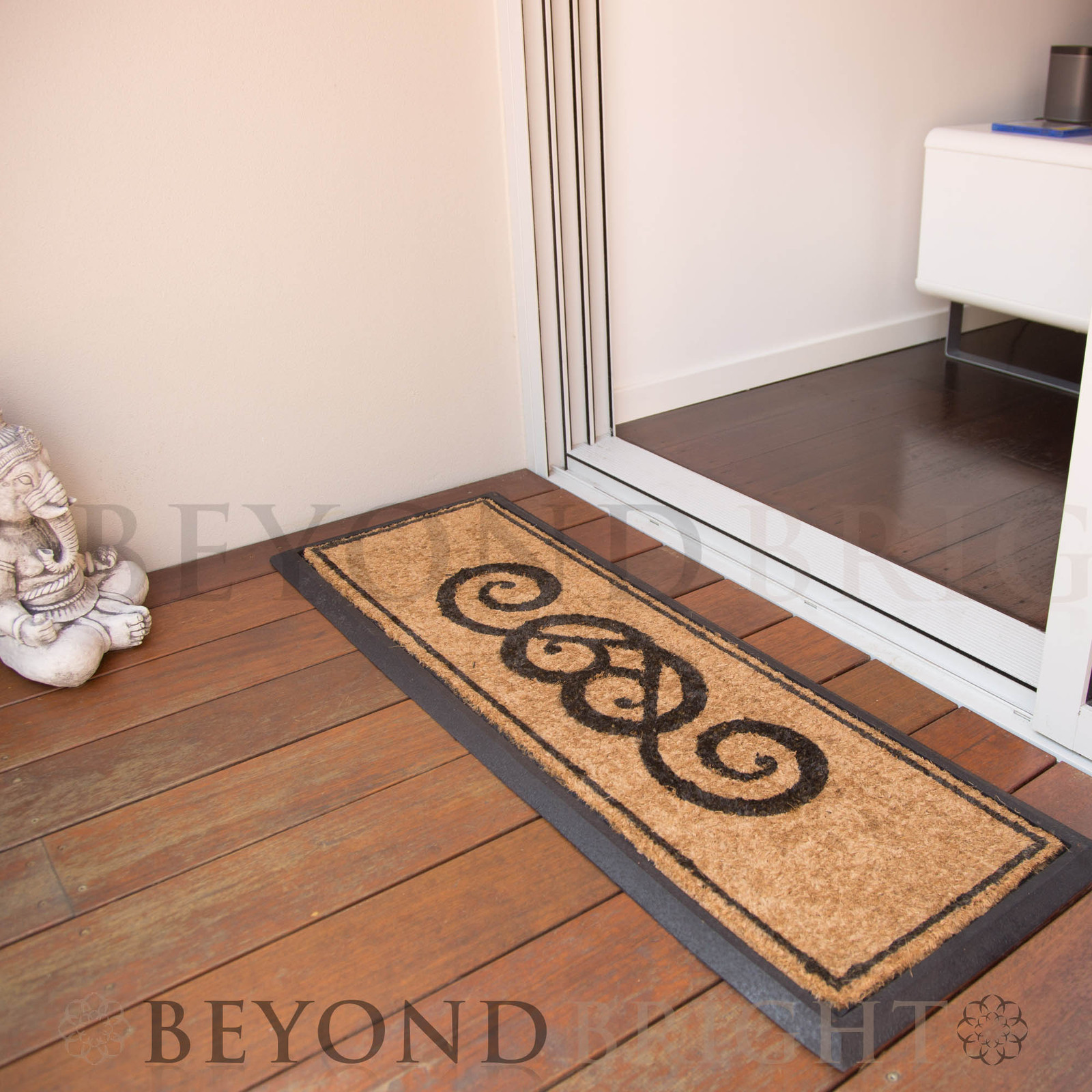 DoorMat 40x120cm ORNATE Long Coir Heavy Duty French Door Mat Rubber