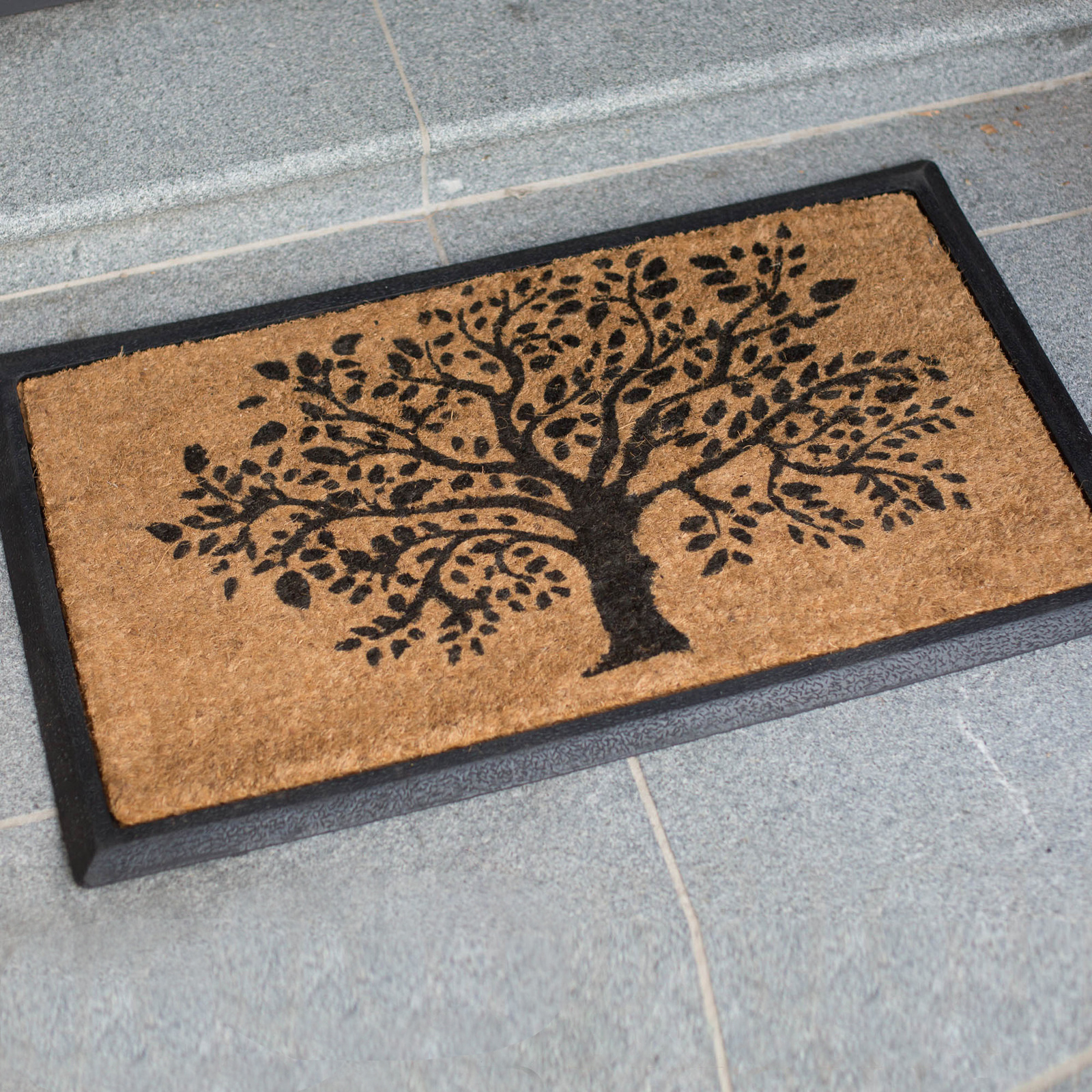 DoorMat 45x75cm TREE OF LIFE Coir Heavy Duty Door Mat Rubber Outdoor