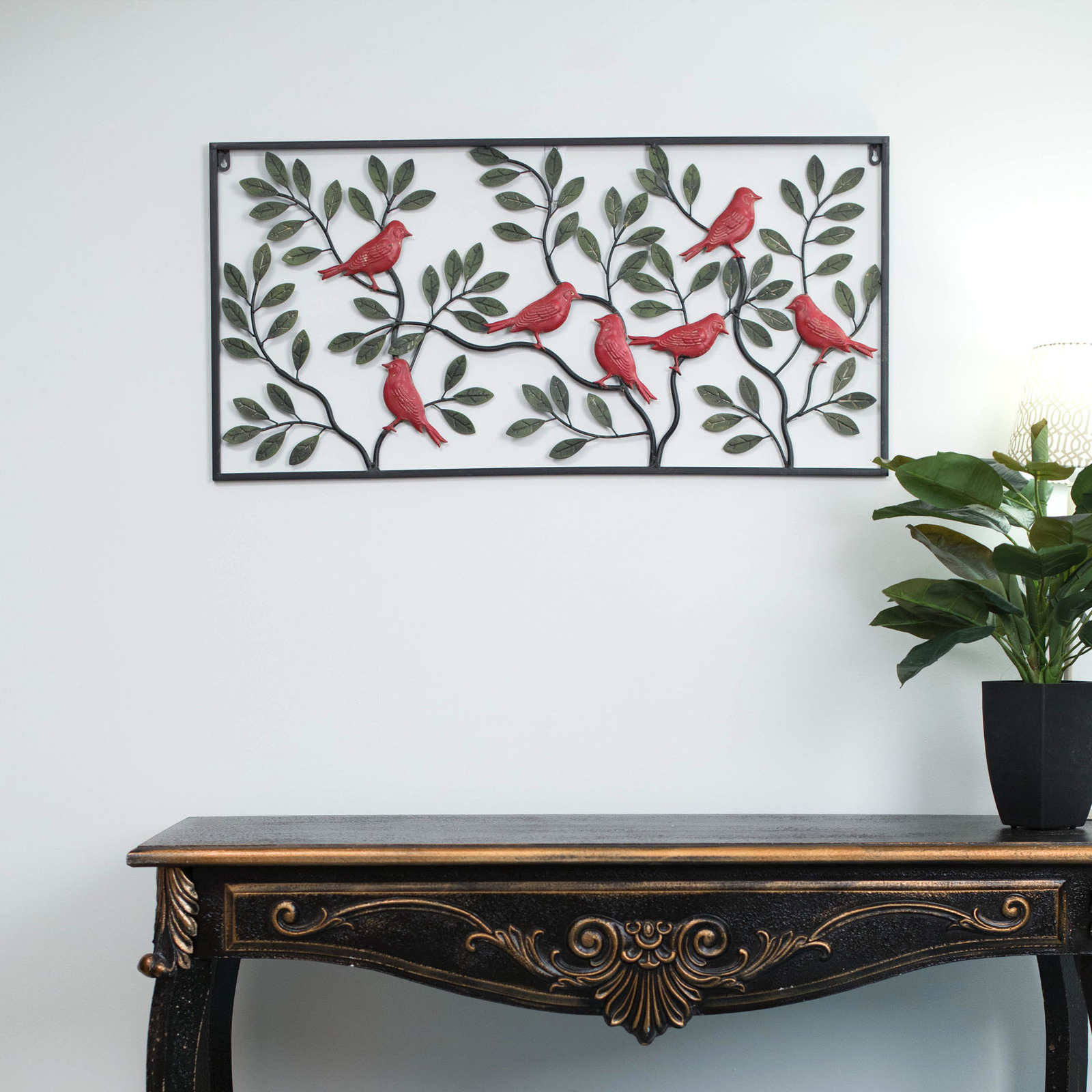 Wrought Iron Metal Wall Art Round BIRDS IN TREE Large ...