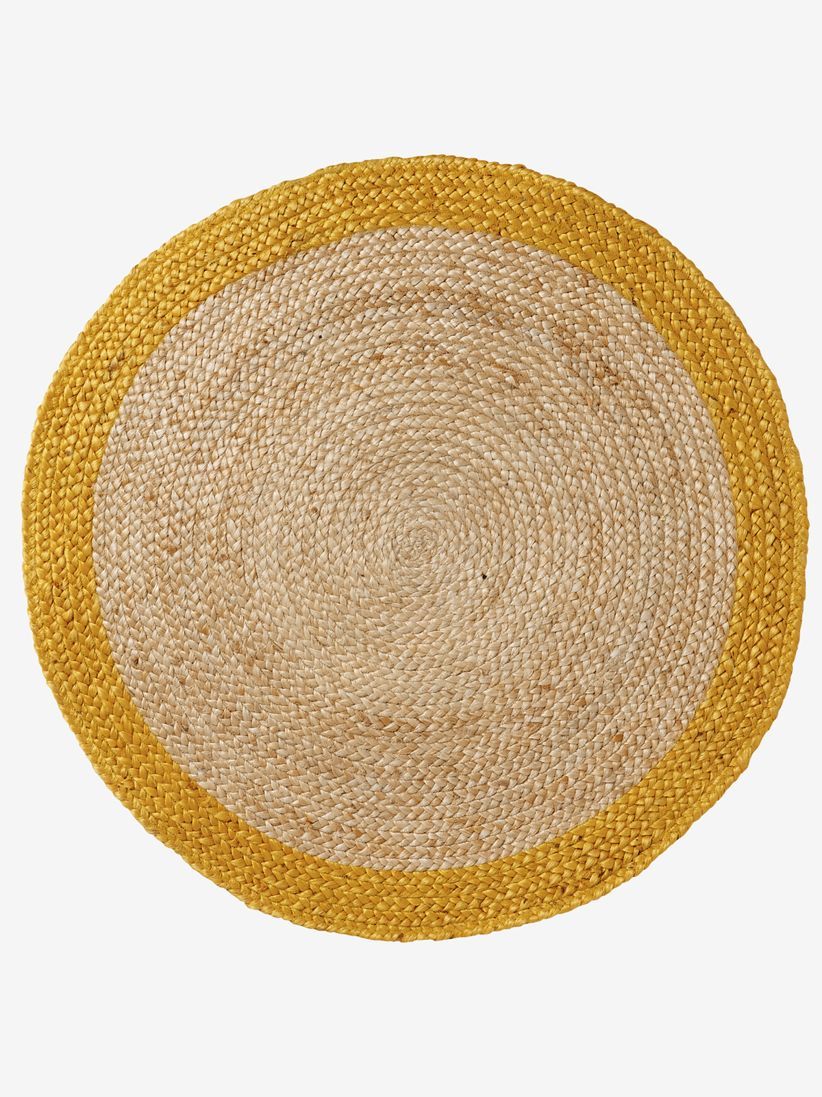 Poly Border 150cm Round Jute Rug Yellow Natural Jute Rugs Beyond