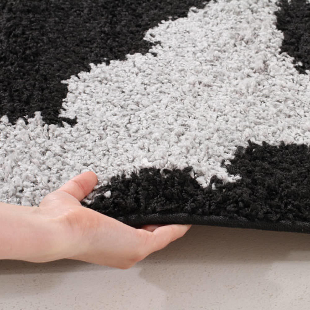 Free Shipping on Tones Rugs Damask Pattern Shag Rug Black Grey from