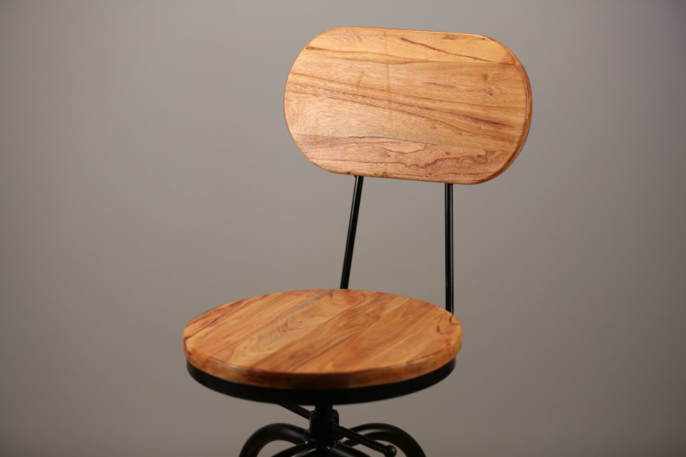 2 x Ari Bar Stool with Removable Back Rest Black Industrial Vintage