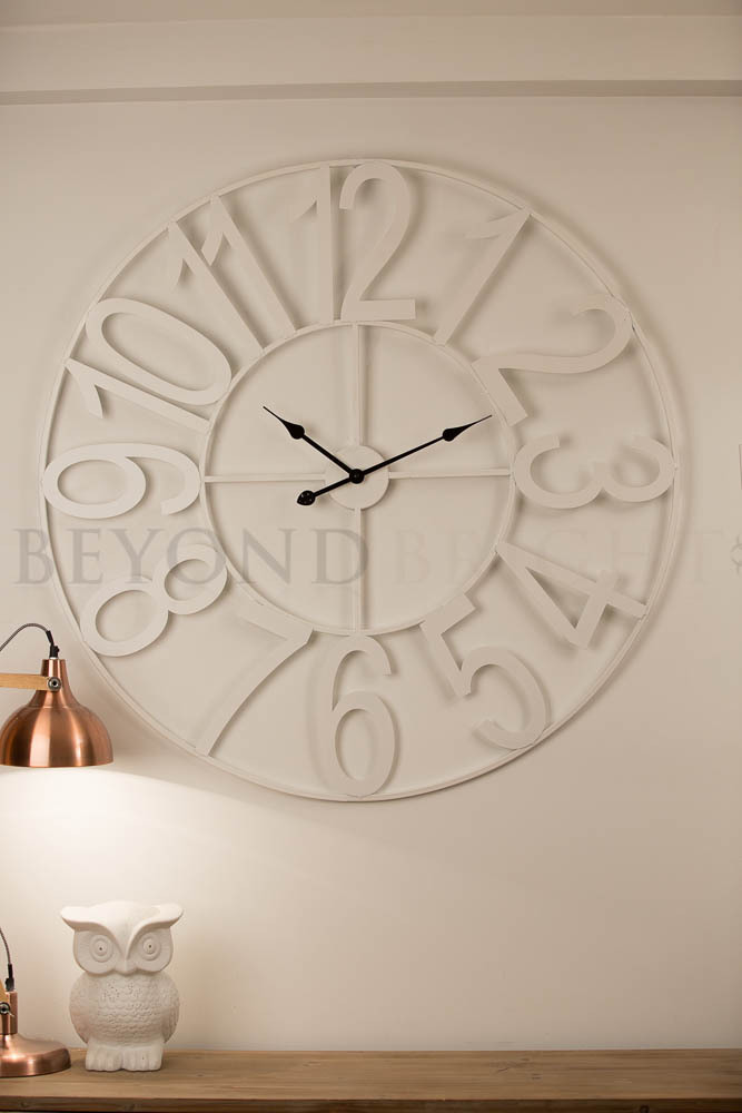 100cm Metal White 'NUMBERS' Modern Industrial Wall Clock