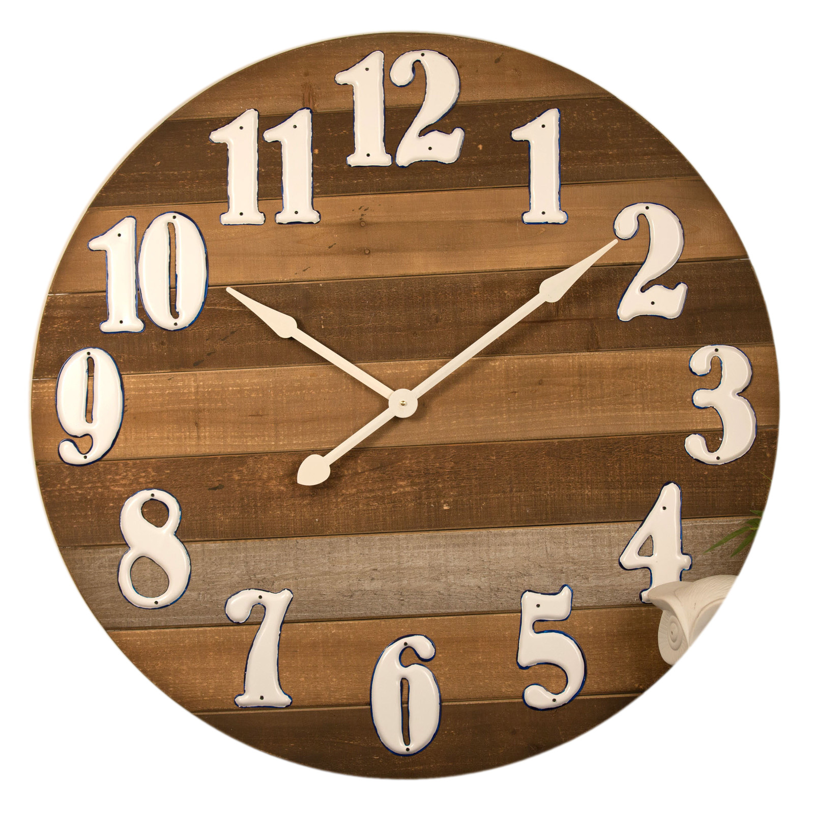 91.5cm Timber w White Numbers Wall Clock