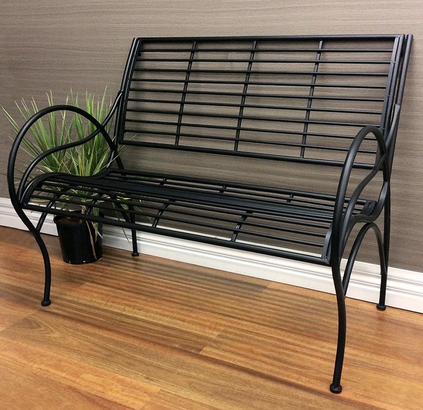Mercer Metal Bench Seat - Black - 106cm | Beyond Bright