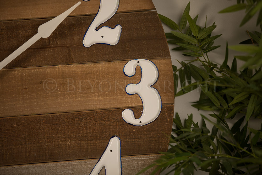 91.5cm Timber w White Numbers Wall Clock