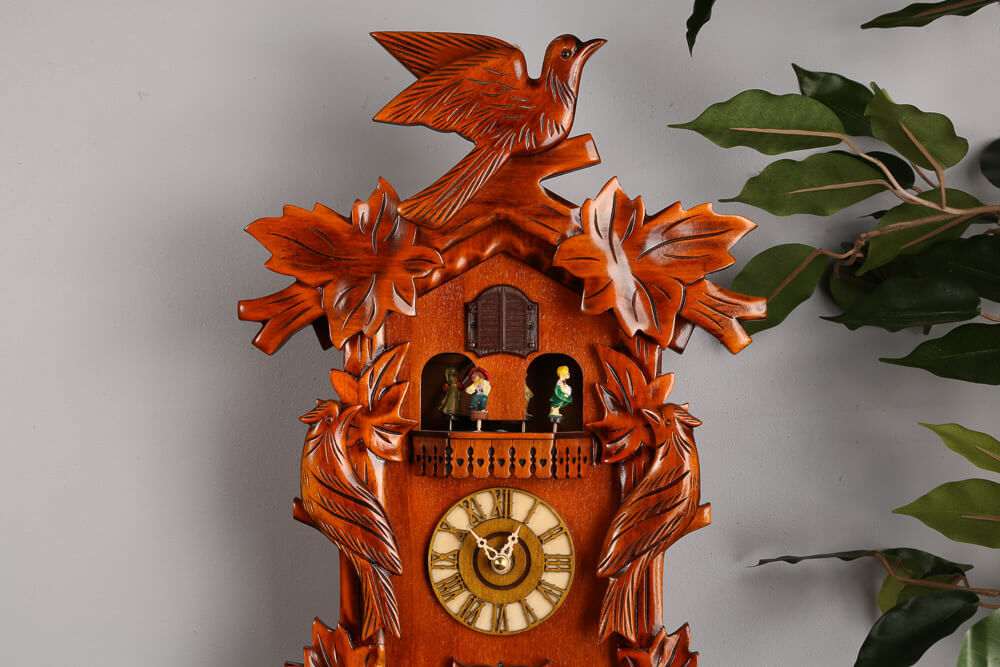Cambridge Cuckoo Clock 44x28cm Pendulum Musical Dancers Timber Wood