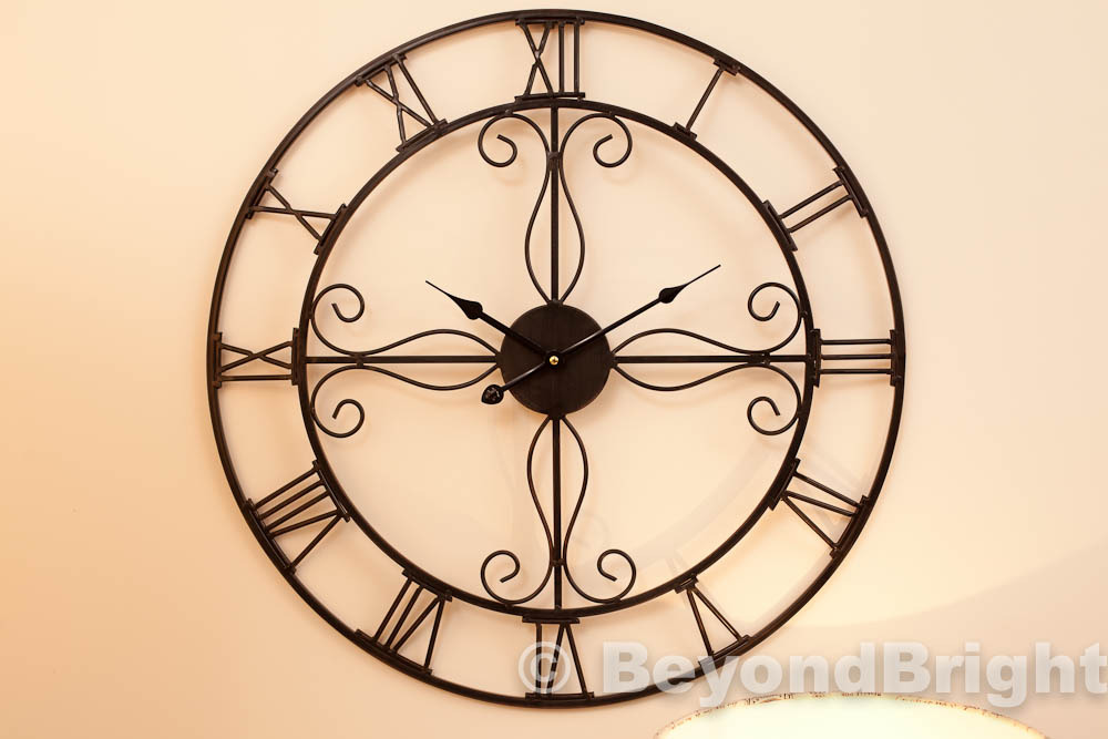 Ornate 60cm Wrought iron Wall Clock Vintage Clocks