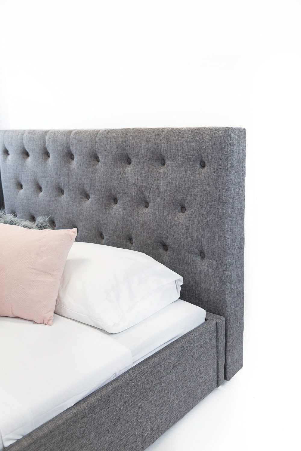 Buy Ada Freestanding Bedhead Fabric Grey Queen Size Beyond Bright