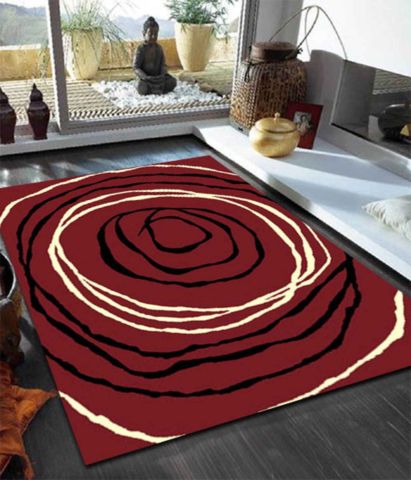 Sterling Modern Circles Rug Red Black White 160x230cm Modern Rugs Floor Rug Beyond Bright