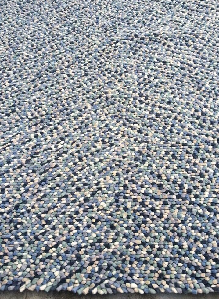 Jelly Bean Wool Runner Blue 80x150 Premium Designer Hand Made