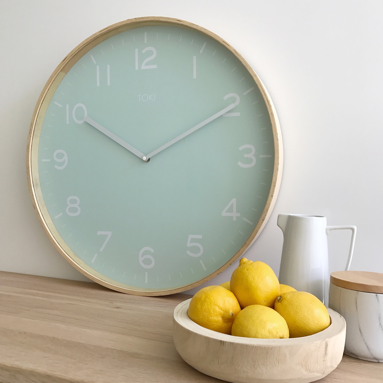 Buy Toki - Eva Wooden Silent Sweep Wall Clock - Mint - 51cm Online ...
