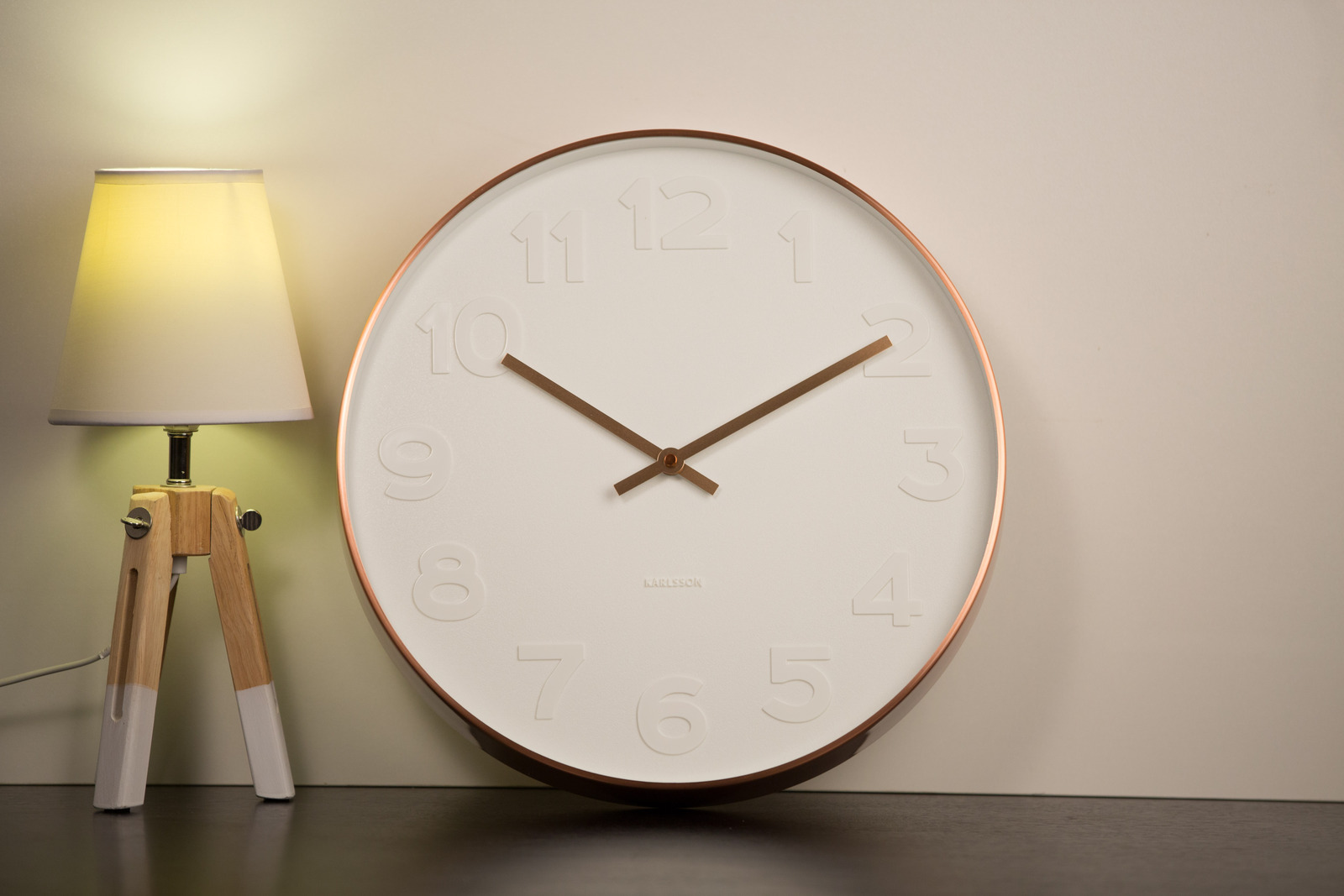 Karlsson Wall Clock COPPER Mr White Numbers Small 37.5cm Metal Modern