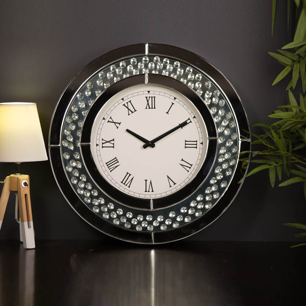Wall Clock 50cm JEWEL Diamond Glass Modern Crystal Interior Designer