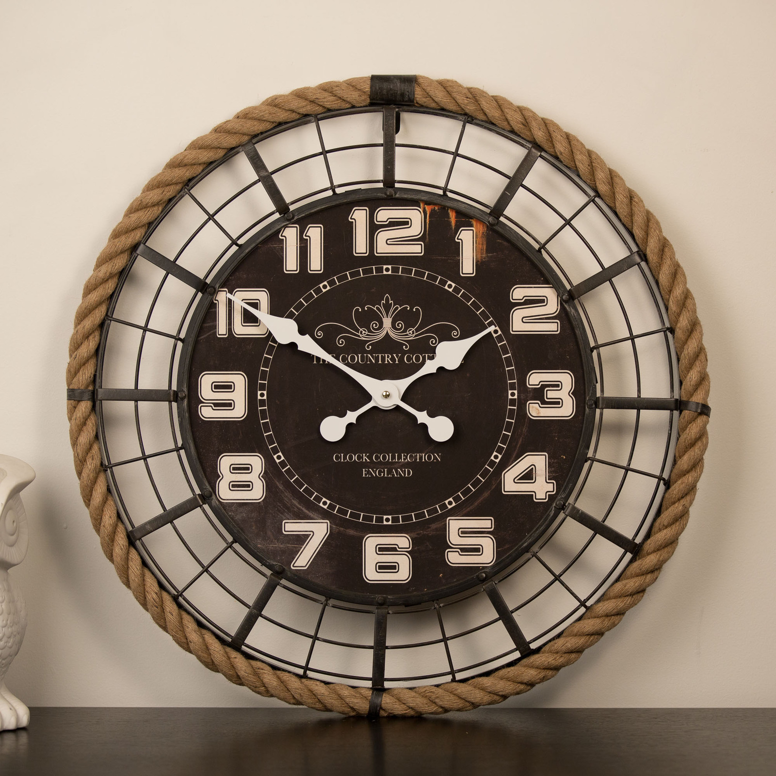 Rope Wall Clock 60cm London England Industrial Vintage