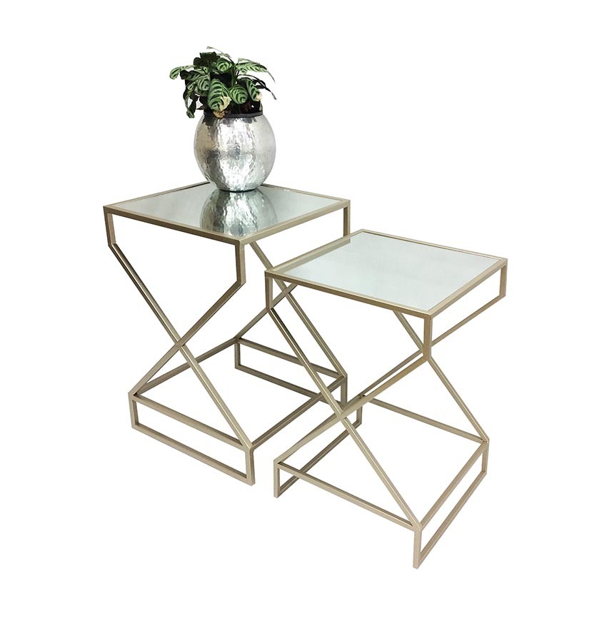 45 cm side table set of 2 jackson metal mirror side table chagne 45 cm side table set of 2 jackson metal mirror side table chagne