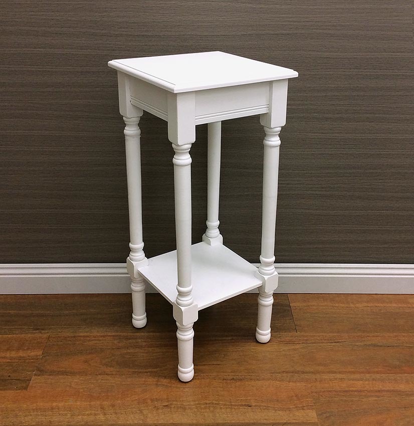 Side Table Bega White Bedside Lamp Nightstand Accent Wood Tall Narrow