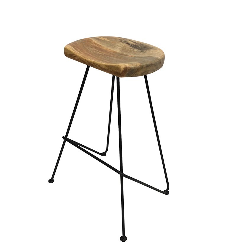 4x Max Bar Stool Mango Wood Black Metal Base 63cm Beyond Bright 449 95