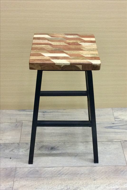 2x Lexi Parquetry Iron Bar Stool Wood Black Base 63cm Beyond 2x Lexi Parquetry Iron Bar Stool Wood Black Base 63cm