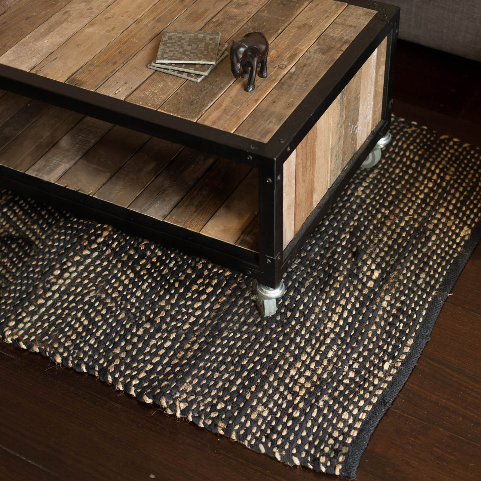 Ibis Black Jute and Cotton Rug Natural Floor Rugs Beyond Bright