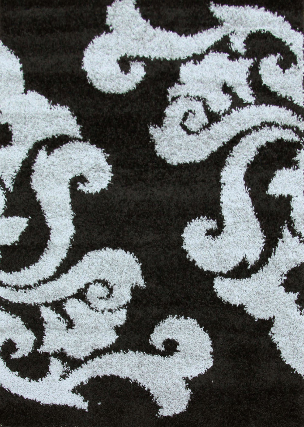 Free Shipping on Tones Rugs Damask Pattern Shag Rug Black Grey from