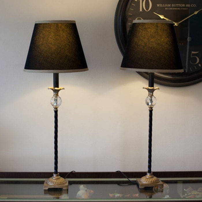 PAIR NOUVELLE French Provincial Bedside Table Lamps Light Vintage Gold