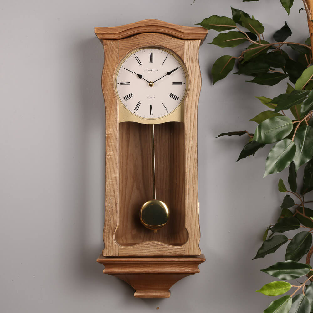 Cambridge Wall Clock ASH WOOD Pendulum Musical 60x24cm Chiming