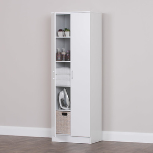 Multi-Purpose Storage Cupboard - 5 Tier - White - 60x180cm