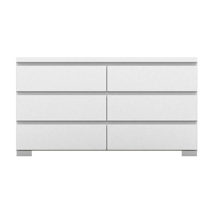 Elara Storage Chest - 6 Drawer - High Gloss White - 119x66cm