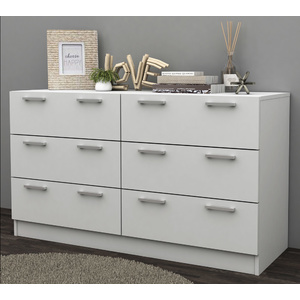 Tribecca Low Boy Storage Chest - 6 Drawer - White - 120x69cm