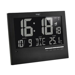 TFA Germany Silent Digital Wall Clock w/ Automatic Night Backlight