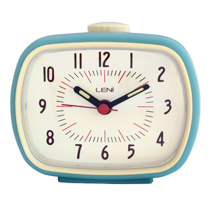 Leni Retro Alarm Clock - Smokey Blue - 11x9cm