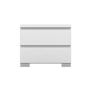 Elara Bedside Table - 2 Drawer - High Gloss White - 55x46cm