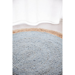 Piazza Round Jute Natural Rug - Blue