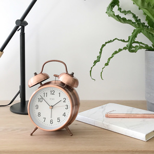 Toki - Askel Silent Sweep Twin Bell Alarm Clock - Brushed Copper - 18cm