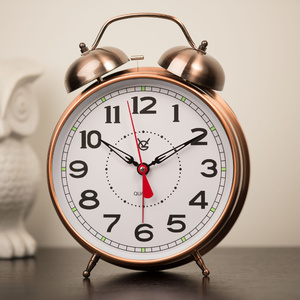 23cm Alarm Mantle Clock with Light - Copper
