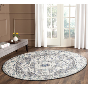 Evolve Mist Transitional Round Rug - White