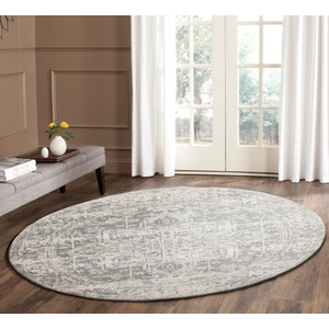 Evolve Dream Transitional Round Rug - White Silver