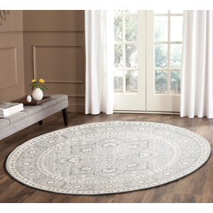 Evolve Flower Transitional Round Rug - Silver