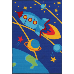 Cirque Kids Non Slip Outer Space Rug - Blue - 100x150cm