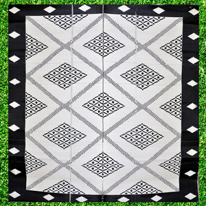 Plastic Rugs:270x270cm Troy Black & Cream