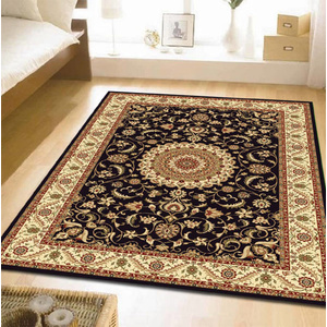 Sydals Medallion Border Rug - Black with Ivory
