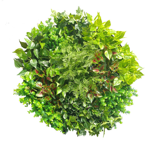 Artificial Green Wall Disk Art - Mixed Fern - 80cm