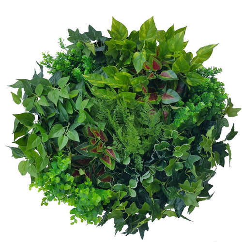 Artificial Green Wall Disk Art - Mixed Fern & Ivy - 60cm
