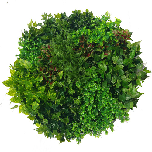 Artificial Green Wall Disk Art - Mixed Ivy And Fern - 100cm