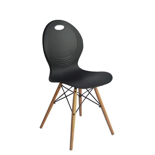 Set of 2 - Trenz Dining Chair With Solid Natural Red Oak Legs - Black