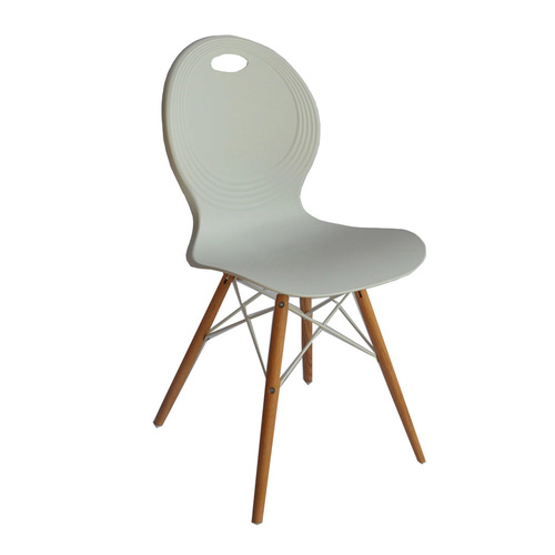 Set of 2 - Trenz Dining Chair With Solid Natural Red Oak Legs - White